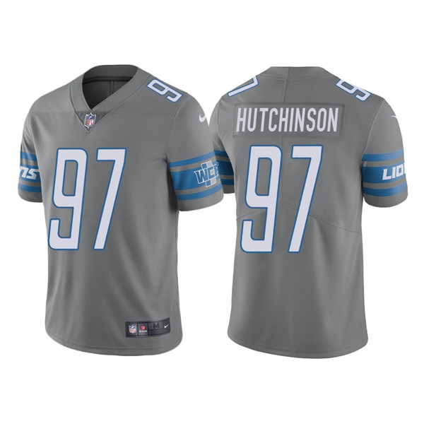 Men's Detroit Lions #97 Aidan Hutchinson Gray Vapor Untouchable Limited Stitched Jersey - Click Image to Close